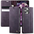 thumbnail image 3 of Designed for iPhone 16 Pro Wallet Case, Classic PU Leather Flip Cover with Kickstand, RFID Blocking Card Slots, Magnetic Clasp, Full Body Protective Shockproof Phone Case, Purple, 3 of 12