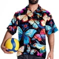 thumbnail image 4 of Flower Butterfly Men's Casual Button Down Short Sleeve Hawaiian Printed Summer Beach Shirts, 4 of 6