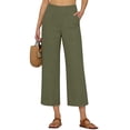 thumbnail image 5 of JJHGVB Cropped Trousers Baggy Lightweight Pant capri lounge pants Lightweight Pants Casual Straight gaucho pants for women Knee Length Capri Pants pantalones capri active pants women Green L, 5 of 7