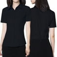 thumbnail image 3 of Women's Button Down Short Sleeve Work Office Shirt Lapel Short Sleeve Dressy Shirt Plus Size Casual Business Blouse Formal Casual Shirt Blouse School Uniform, S-5XL, 3 of 7