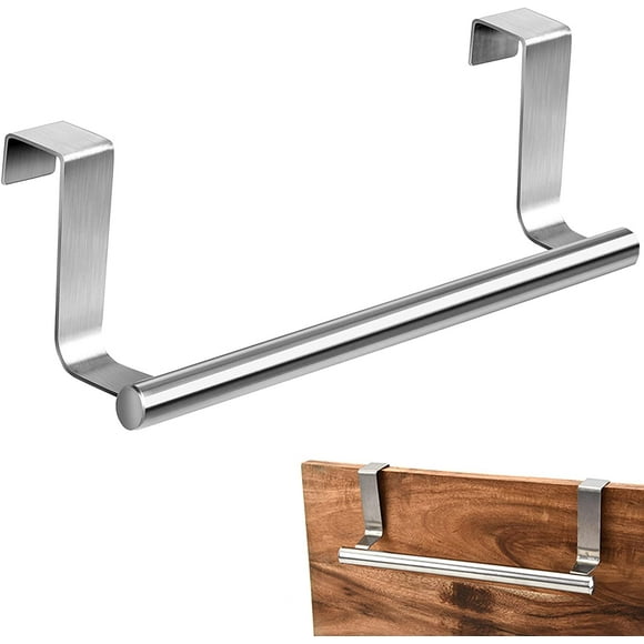 Tatum88 Hanging Kitchen Towel Rack - 23cm Long Stainless Steel - No Drilling Towel Rack as Door Towel Rack with Bar
