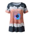 thumbnail image 3 of Gibobby Playera de Manga Corta con Cuello Redondo Blusa de manga corta con estampado de flores y cuello redondo de informal para mujer(Negro,XL), 3 of 4