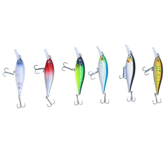 6pcs Fishing Lures Hard Bait with Treble Hook 3D Eyes Crankbaits Wobblers for Bass Perch