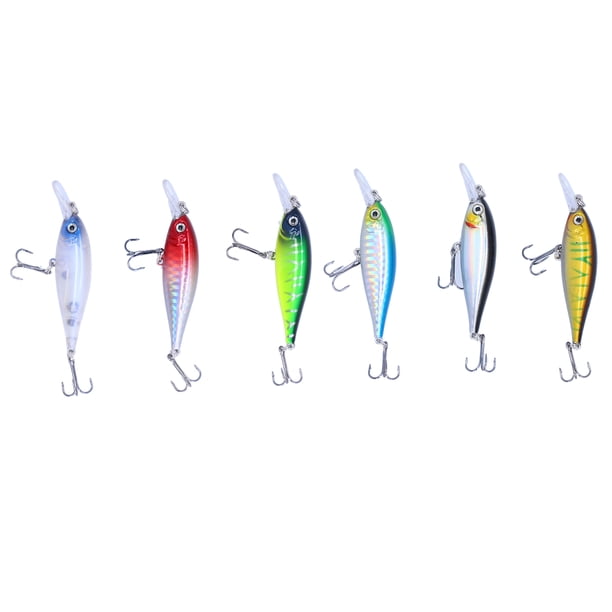 6 uds Señuelos de Pesca cebo duro con anzuelo triple ojos 3D Crankbaits Wobblers para perca de lubina