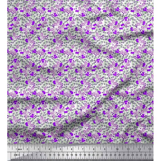 Soimoi Poly Georgette Fabric Flower Artistic Print Fabric by The Yard 42 Inch Wide
