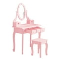 thumbnail image 7 of IVV Kids Vanity with Lights, Makeup Desk & Stool Set with Lighted Mirror, 3 Drawers and 2 Storage Bins, Toddler Dressing Table, Pretend Play Vanity Set for Little Girls Age 3+, Pink, 7 of 7