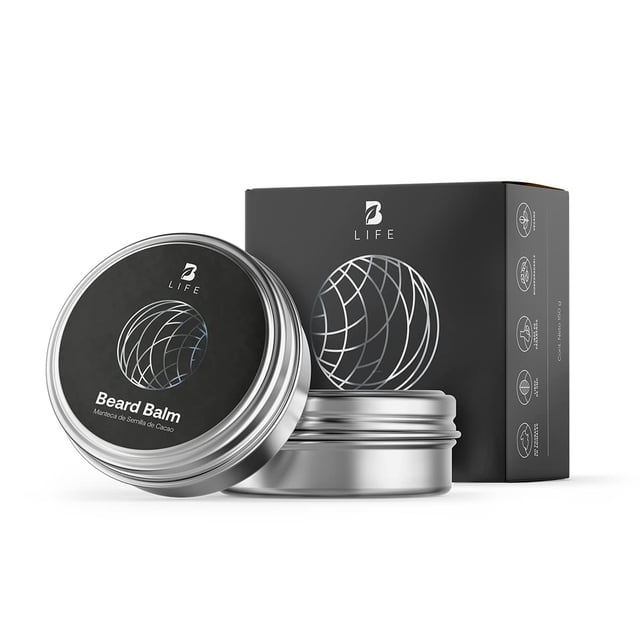 Bálsamo para Manejo y Fortalecimiento de Barba de 150 g. Ingredientes 100% Naturales, Cera para Bigote y Barba. Beard Balm B Life.