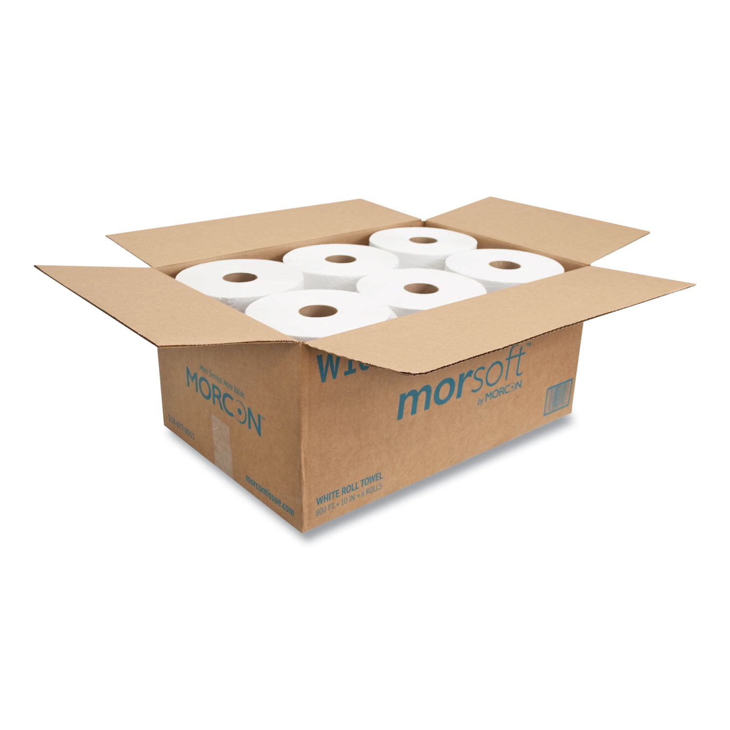Morcon Morsoft Commercial Hardwound Paper Towel, White, 6 Rolls Per Carton