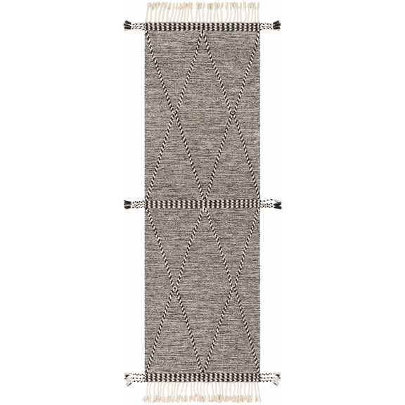 BoutiqueRugs Spottswood Bohemian, Transitional Runner Rug - Black, Cream - 2'6" x 8' Runner