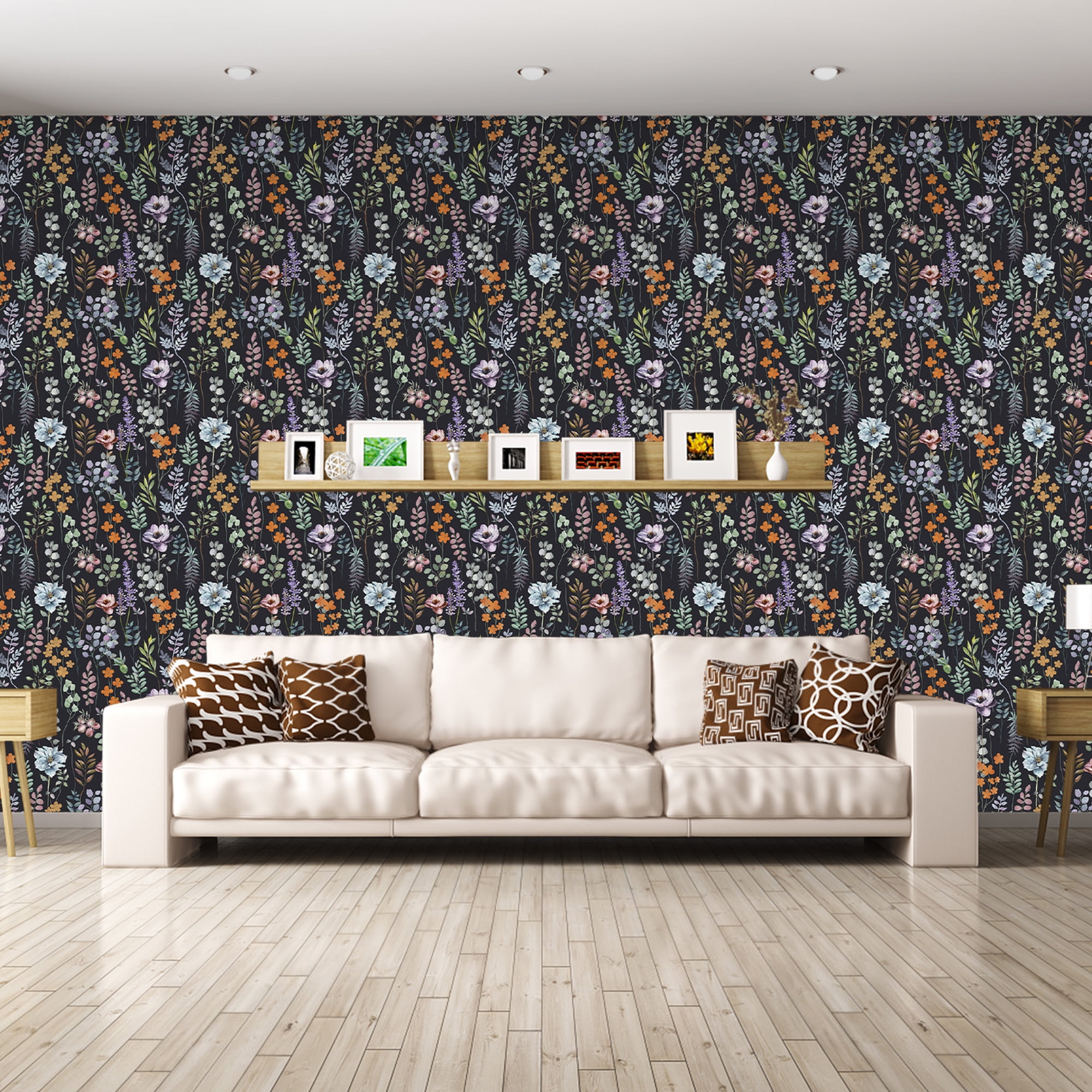 (4 pack) UMIGGEE Floral Wallpaper Peel and Stick Flower Black Wall Paper Self Adhesive Wallpaper 17.7-in x 118-in Contact Paper Removable Wallpaper for Home Decor Wall Covering Old Furniture Renovation