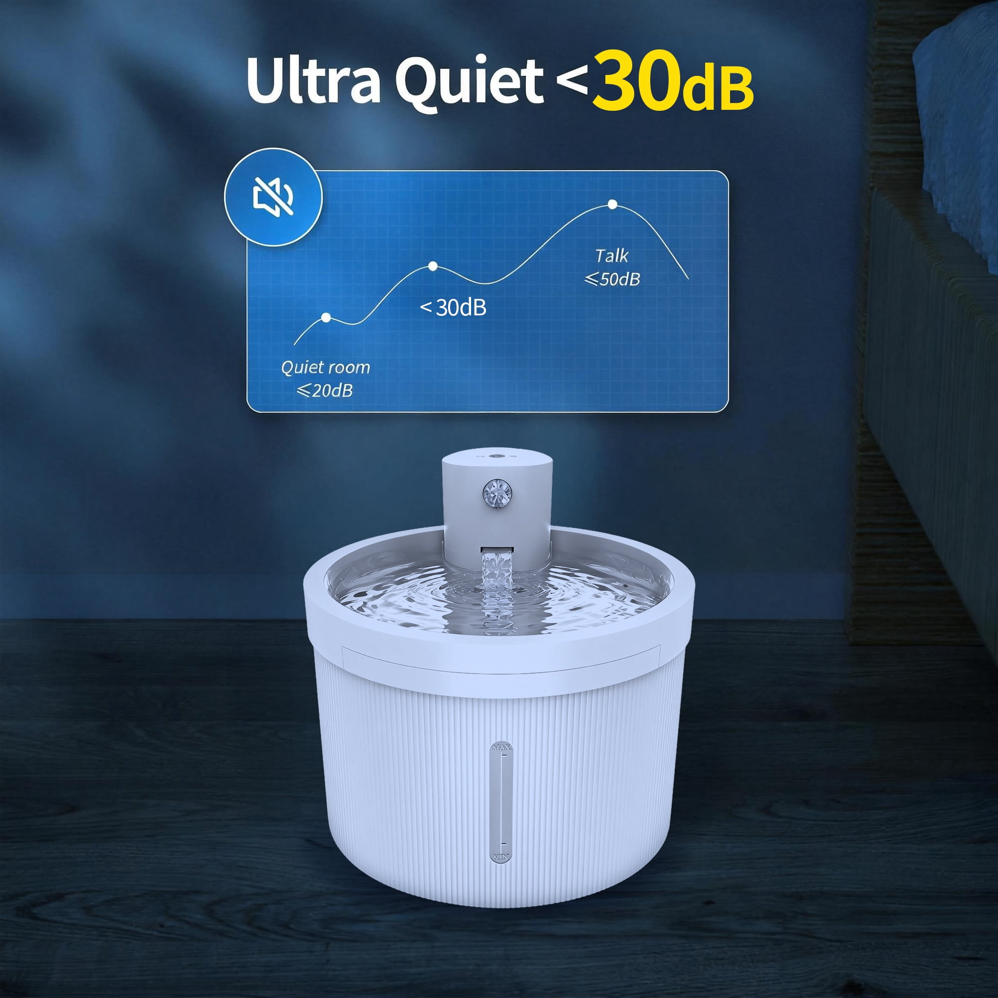 Petory Smart 3L/102oz Automatic Cat Water Fountain with Wireless Pump & 2 Flow Modes