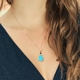 thumbnail image 3 of Gem Stone King 18K Rose Gold Plated Silver Green Turquoise and Blue Sapphire Pendant Necklace for Women (6.15 Cttw, Pear Shape 16X12MM, Gemstone, with 18 inch Chain), 3 of 3