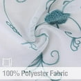 thumbnail image 3 of Sheer Valance Curtain, Floral Embroidered Pom Design Kitchen Window Treatment Voile Window Valances Rod Pocket, Semi Sheer Bathroom Curtain Windows, 26"W×36"L, 2 Panels,Lake Blue, 3 of 6