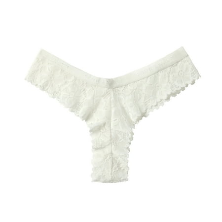 

Lovskoo Lace Underwear Sexy Breathable Panties Women Lingerie Thongs Panties Ladies Hollow Out Underwear White