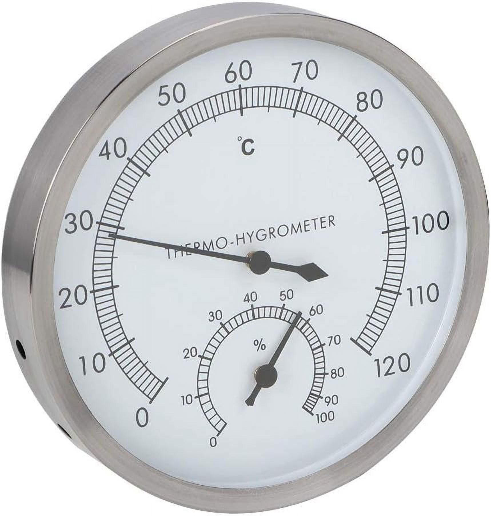 ABCISI 2 in 1 Stainless Steel Temperature Gauge Indicator Steam Room Sauna Room Thermometer Hygrometer Thermo Hygrometer Indoor, for Sauna Steam Room Bathroom