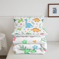 thumbnail image 5 of Homewish Cartoon Dino Twin Comforter Sets,Cute Floral Bedding Set,White,Colorful Stars Reversible,2pcs,1 Comforter and 1 Pillowcase, 5 of 7