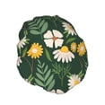 thumbnail image 2 of YFYANG Women's Double Waterproof Shower Cap, Green Blooming Daisy Pattern Reusable Hair Cap for All Hair Styles and Head Sizes, 2 of 9