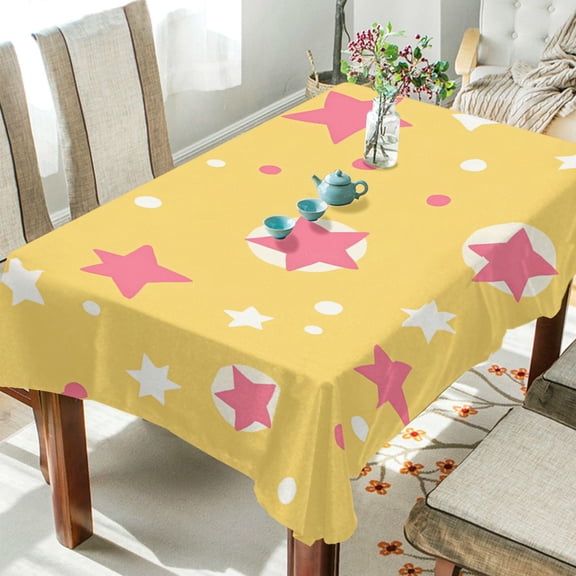 Yayeee Tablecloths 54" x 54" Rectangle Wrinkle Resistant Party Table Cover, Yellow Stars