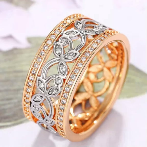 K-KED Elegant 18k Yellow Gold Plated Rings Cubic Zirconia Women Wedding Gift Size 6-10-6-Q105