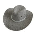 thumbnail image 2 of Visland Mens Straw Western Cowboy Hat Panama Hat Fedora Outdoor Wide Brim Hat with Strap, 2 of 7