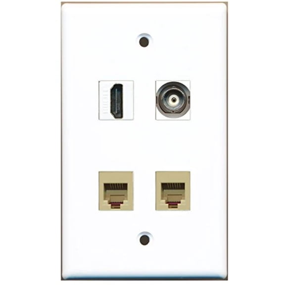 RiteAV - 1 Port HDMI 2 Port Phone RJ11 RJ12 Beige 1 Port BNC Wall Plate