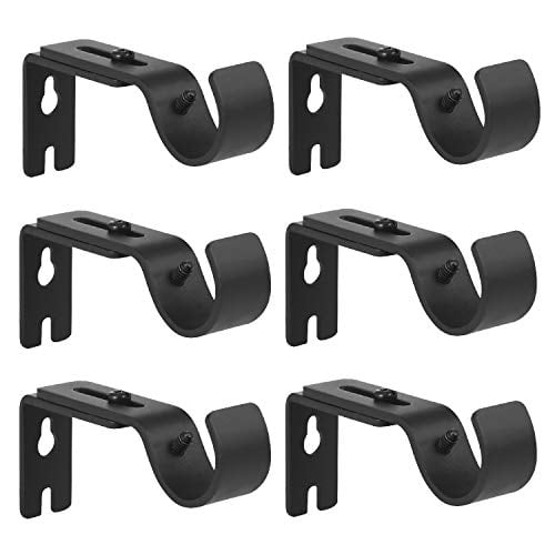 TEJATAN – Black Set of 4 Double Curtain Rod Brackets 2 Pairs 1 Inch Diameter Can Also be Known as - Double Drapery Rod Bracket Set for Draperies/Double Curtain Hardware Brackets 