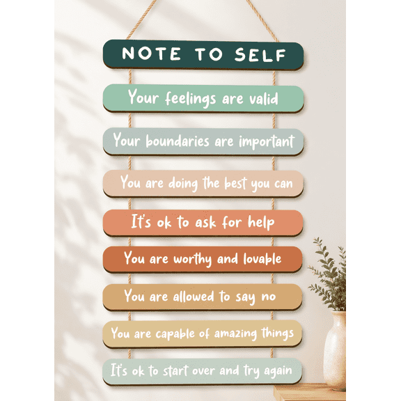Positive Psychology Affirmations Wooden Wall Art, Inspirational Hanging Decor with Uplifting Quotes for Therapy Office, Counseling Room & Living Room, Motivational Gift