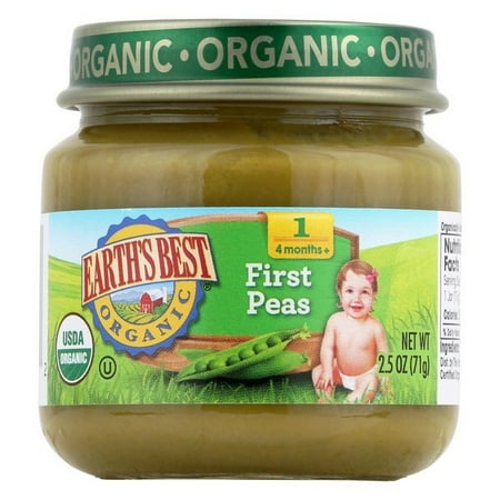 Earth's Best Organic First Peas Baby Food - Stage 1 - Pack of 12 - 2.5 (Best Meal On Earth)