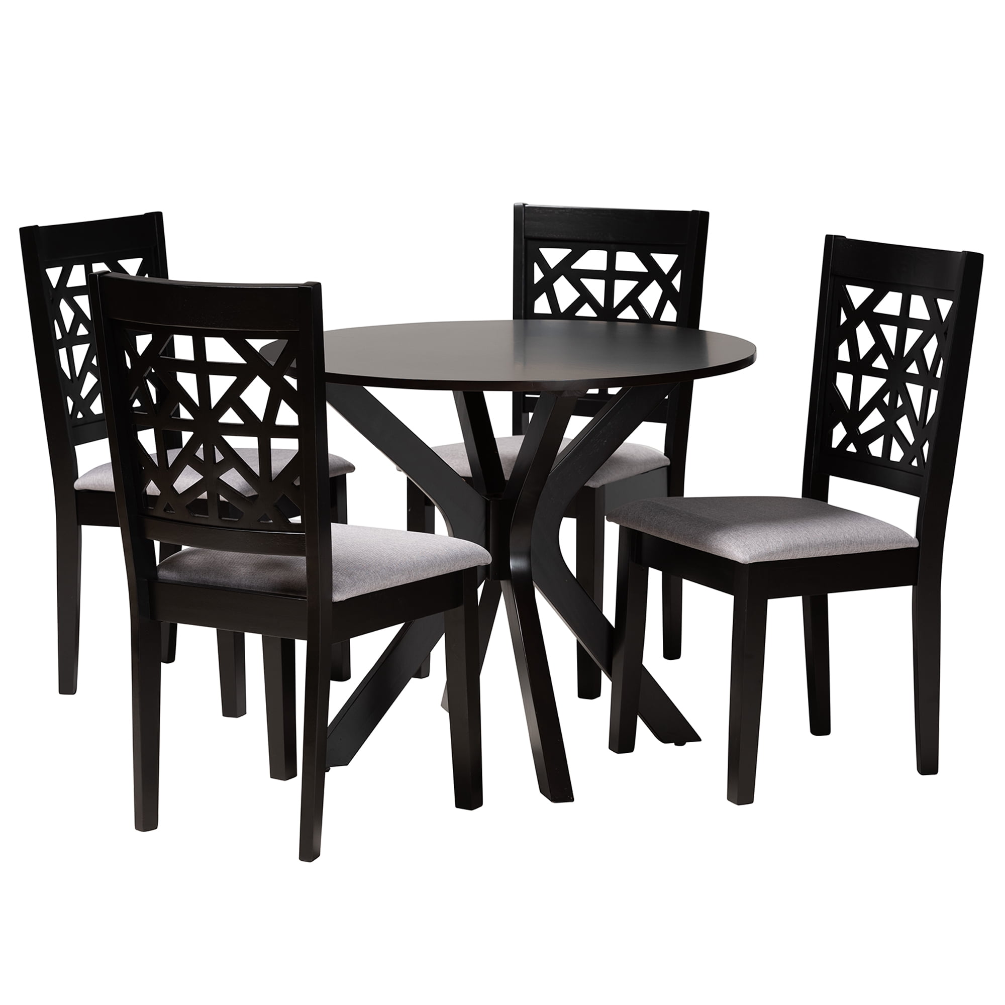 Baxton Studio Karel Modern Dining Set, 5-Piece, Espresso Brown