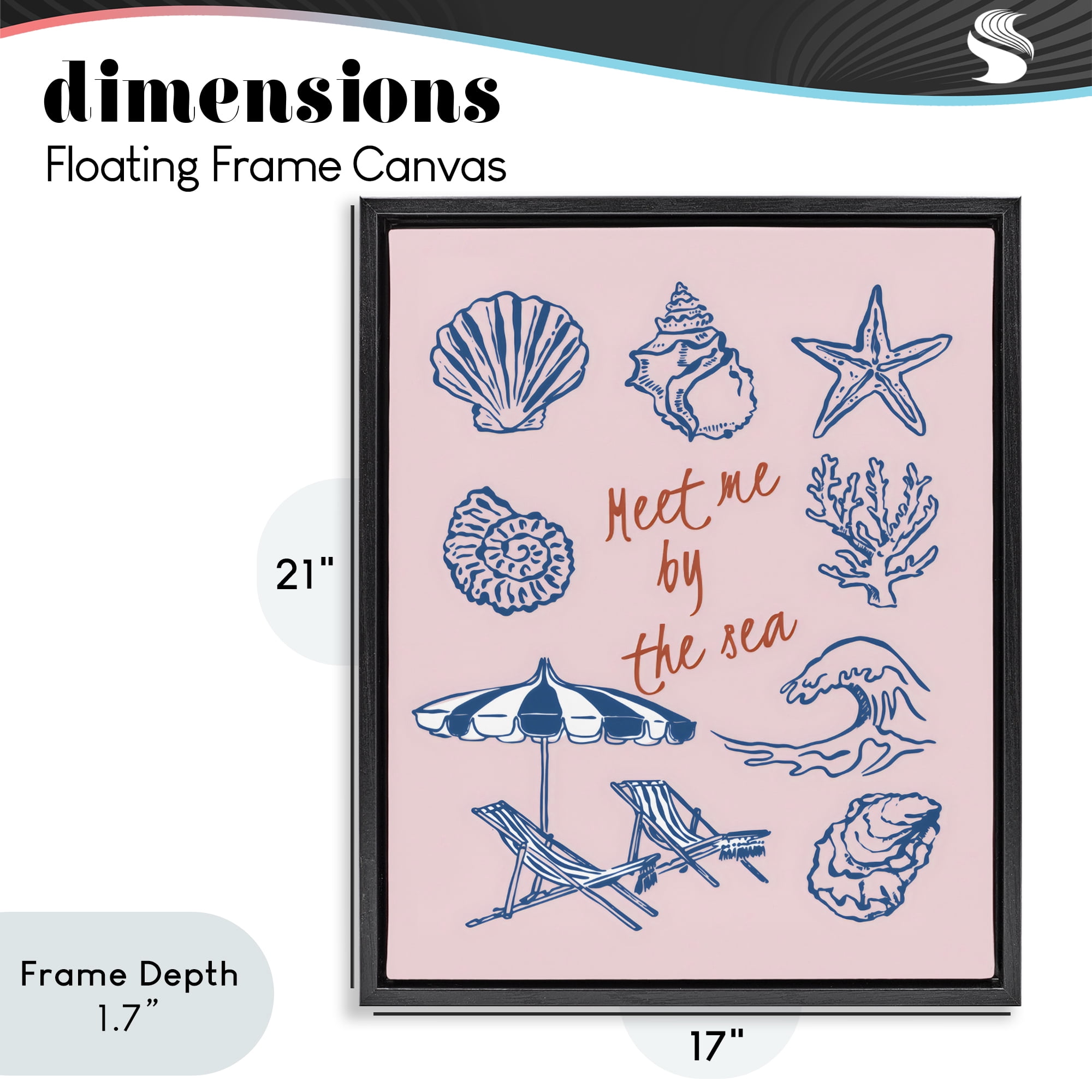 Stupell Industries Meet Me By The Sea Black Framed Floater Canvas Wall Art, design by The Prints Vibe