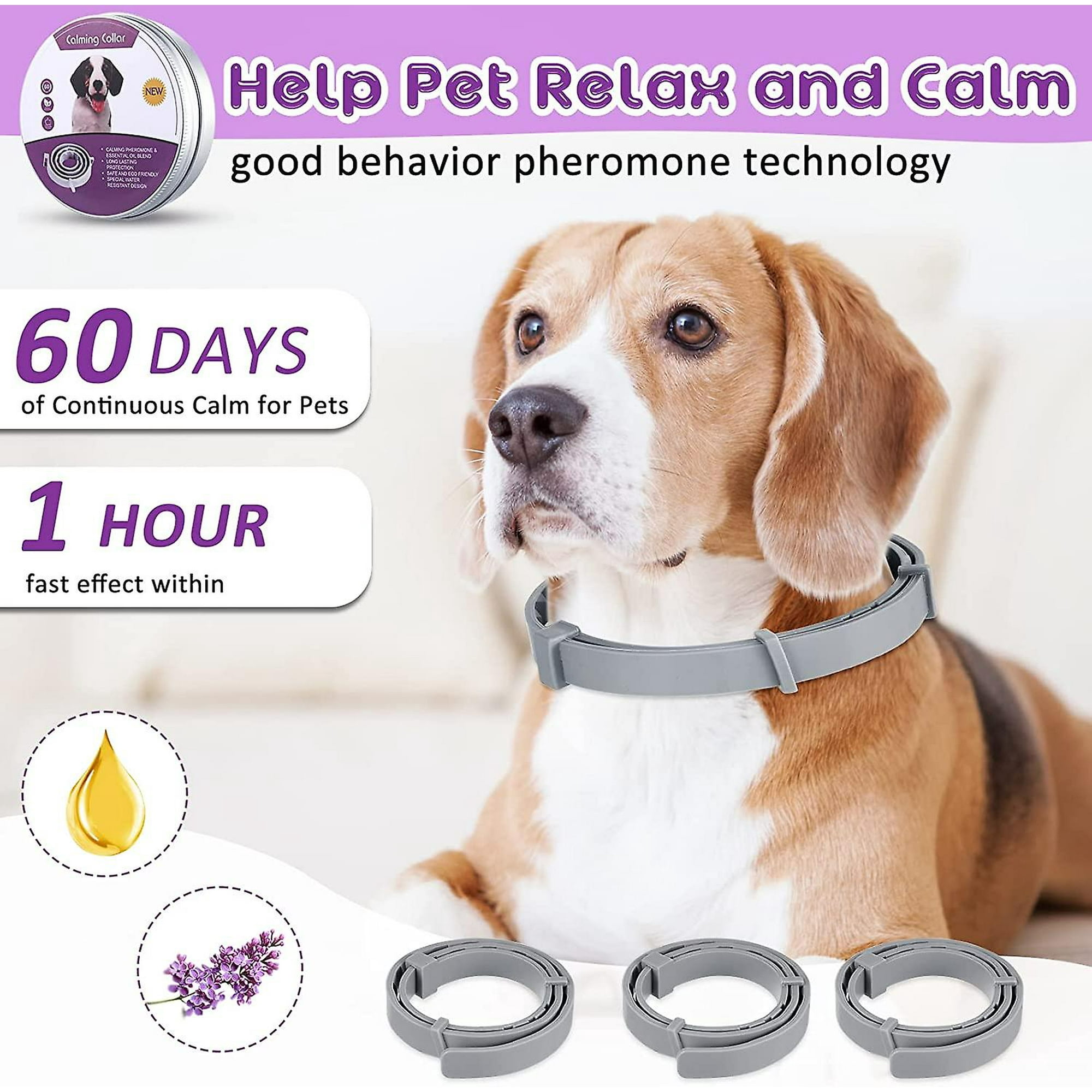 Calming Collar For Dogs Cats adjustable Anxiety Relief Pheromone Calming Collars 60 Days Efficient Relieve Stress relax For Small Medium Large Pets Walmart