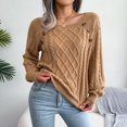 thumbnail image 2 of Tricot pour Femmes Automne Hiver Décontracté Col Carré Manches Longues Léger, 2 of 8