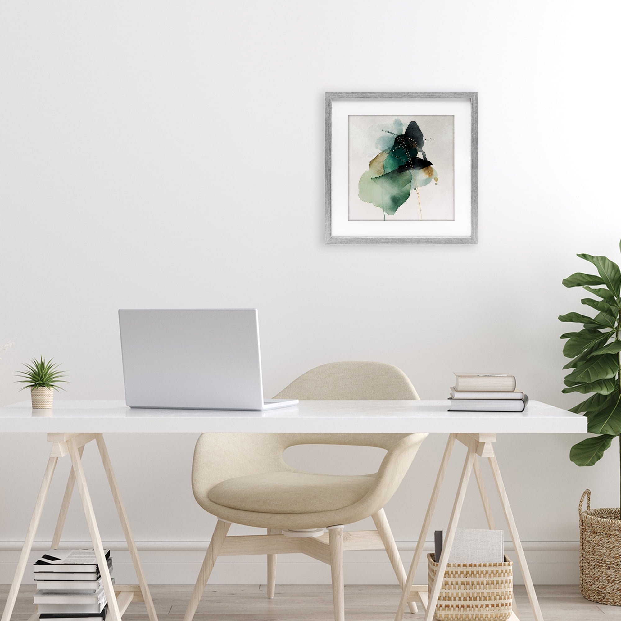 Stupell Industries Fluid Emerald Cascade Gray Framed Print Under Glass, design by Svetlana Aleynikova