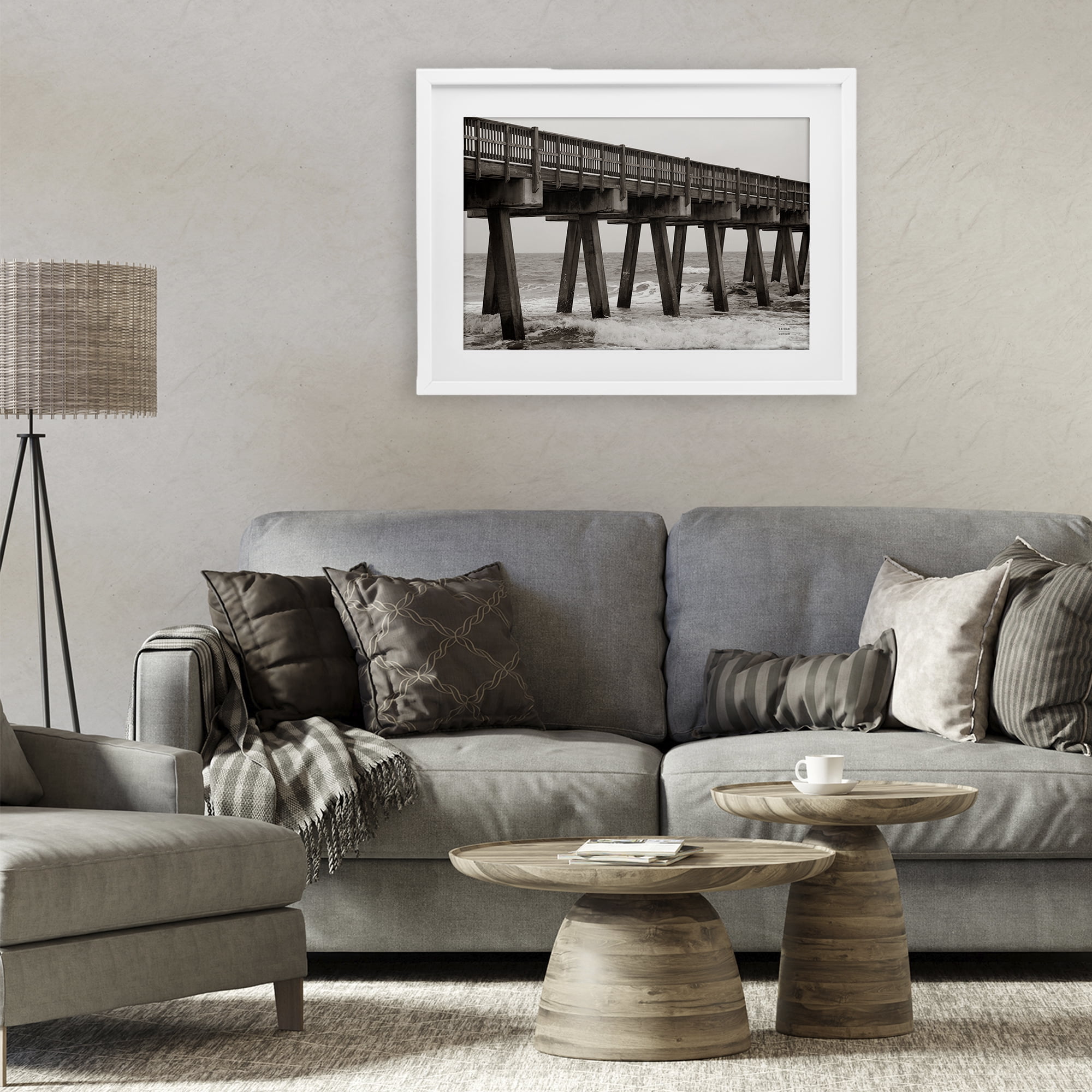 Stupell Industries Pier Angles Structure White Framed Print Under Glass, design by Nathan Larson