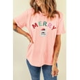 thumbnail image 4 of Women's Pink Sequin MERRY Santa Claus Graphic T-Shirt for Holiday Cheer - [ZhiHiMeRi] | (US 20-22)2XL, 4 of 6