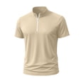 thumbnail image 4 of Blusa y camisa de manga corta con cuello alto para hombre, de verano, de color liso, ajustada, deportiva, con cremallera, de manga corta, con cuello alto., 4 of 5