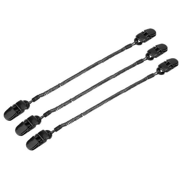 Cap Retainers Kit, 3pcs Black Cap Retainer Hat Clip Set With Crocodile Clips & Coiled Cord For Fishing Kayak Camping