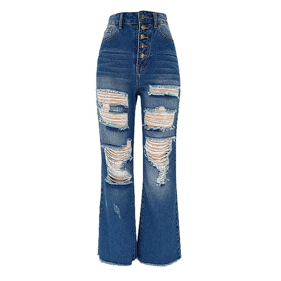 Bootcut Jeans For Women High Waisted Summer Light Colored Ripped Breasted Straight Pant Micro Raffle Trouser A Denim Cropped Jeggings Capris XXL
