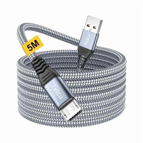 ccwmincc Micro USB Cable 5m, Long Micro Charger Cable Android Charging Cord Braided PS4 Controller Charge Cord Compatible for Samsung Galaxy S7/S5/J3/J5/J7,Huawei,HTC,LG,PS4,Kindle,Xbox,Nexus,Nokia