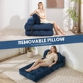 thumbnail image 4 of Centilab Folding Sofa Bed, Convertible Sleeper Chair with Pillow, Foldable Floor Sofa Couch, Portable Futon Mattress with Back Support for Living Room Bedroom Guest Room, Single Darkblue, 4 of 9
