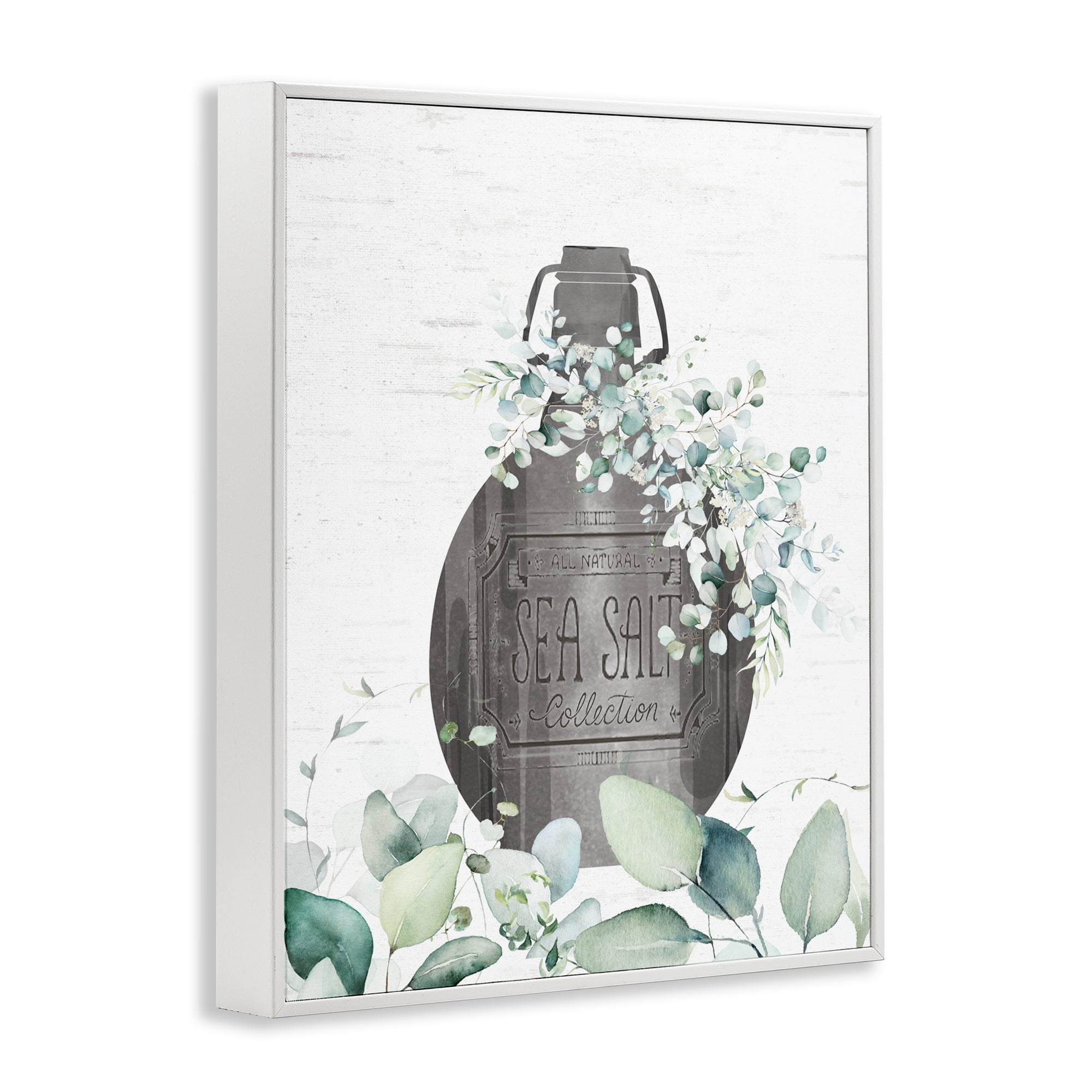 Sea Salt Collection Bottle White Framed Giclee Art, design by Lettered and Lined