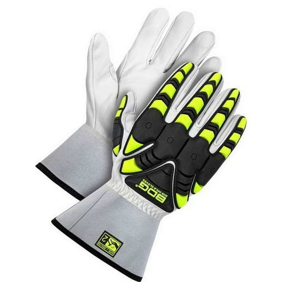 Bdg Leather Gloves,Black/White/Yellow,L 20-1-1873-L