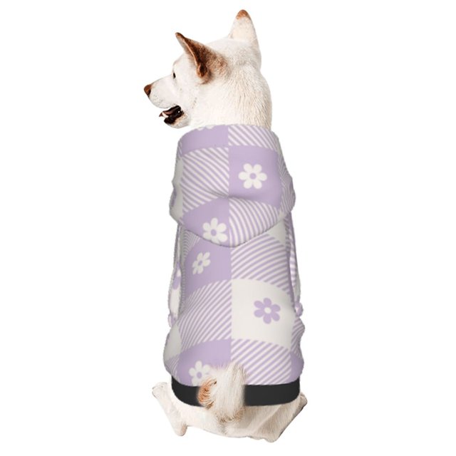 Balery Floral Purple Buffalo Plaid Sudadera con Capucha para Perros Pequeños – Ropa para Mascotas, Disfraz para Perros y Gatos, Ideal para Fiestas y Cosplay-Large