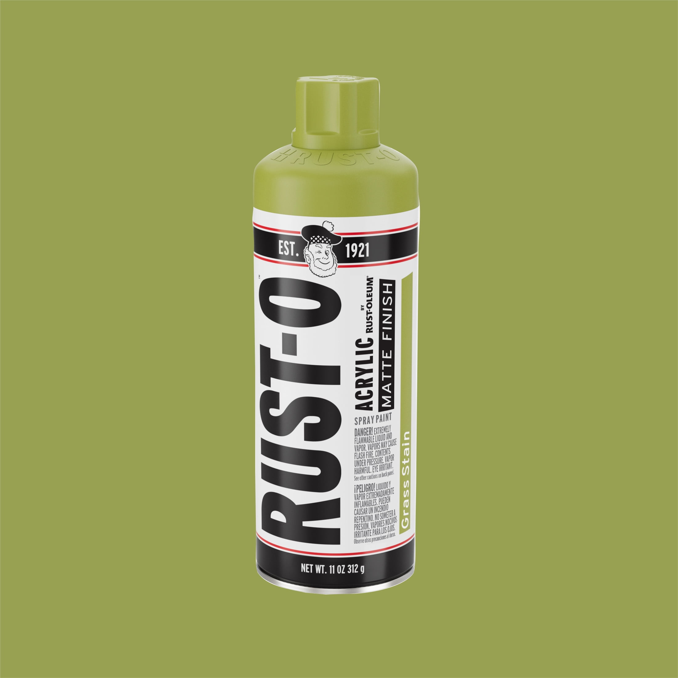 (2 pack) Grass Stain, Rust-Oleum Rust-O Acrylic Matte Spray Paint-392207, 11 oz