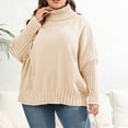 thumbnail image 4 of QIYAGBSA Plus Size Sweater for Women Oversized Batwing Sleeve Turtleneck Ribbed Trim Casual Fall Winter Pullover (Beige 2XL), 4 of 6