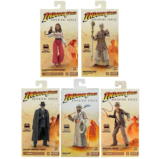 Hasbro Paquete de 5 Indiana Jones Adventure Series Marion Ravenwood Rene Belloq Sallah Major Figura de juguete zhangmenya LED