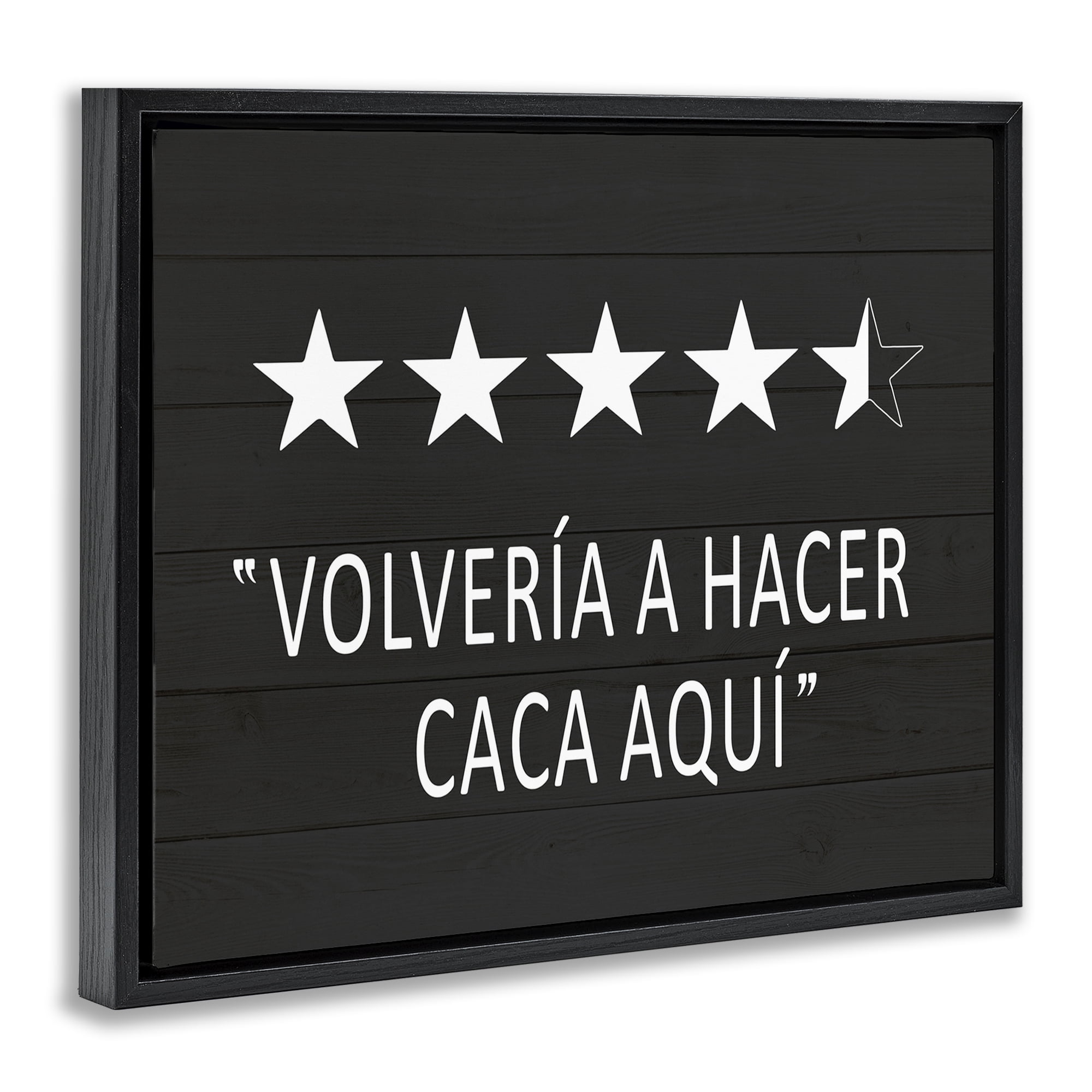 Stupell Industries Baño Cinco Estrellas Bath & Laundry Painting Black Floater Framed Art Print Wall Art, 21 x 17
