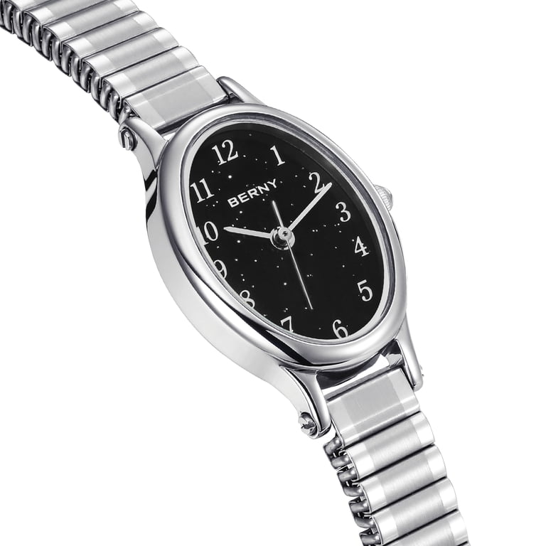 Vintage Oval Roman Dial Analog Quartz Watch Stainless Steel Expansion Band Anne Klein Women main image 2