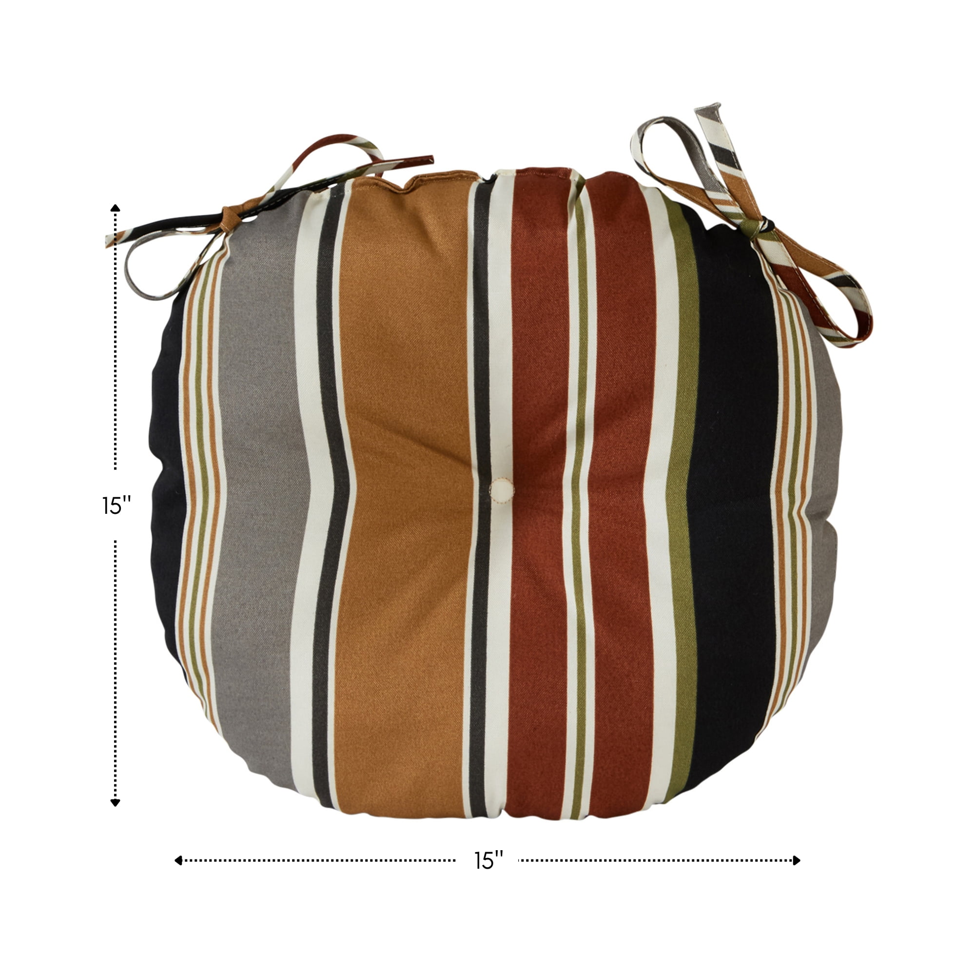 Greendale Home Fashions Brick Stripe 15 in. Round Outdoor Reversible Bistro Seat Cushion (Set of 2)