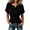 Black, variant on Women Short Sleeve Top Cross Front Asymmetrical Hem Casual Slim Tunic Trendy Fashion Blouses